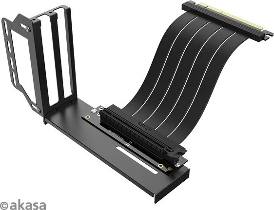 Akasa Riser Black Pro, Riser Card Cable, inkl. PCI-Slot Blende, gewinkelt, PCIe 3.0, 200mm