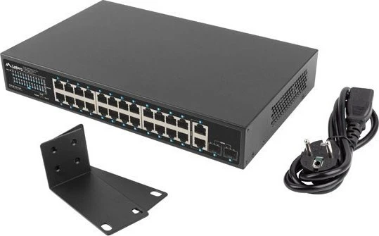Lanberg RSGE Rackmount Gigabit Switch, 24x RJ-45, 2x RJ-45/SFP, 360W PoE+