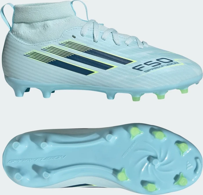 adidas F50 Sparkfusion League Mid Cut FG/AG almost blue/dusky petrol/hi-res yellow (Junior)