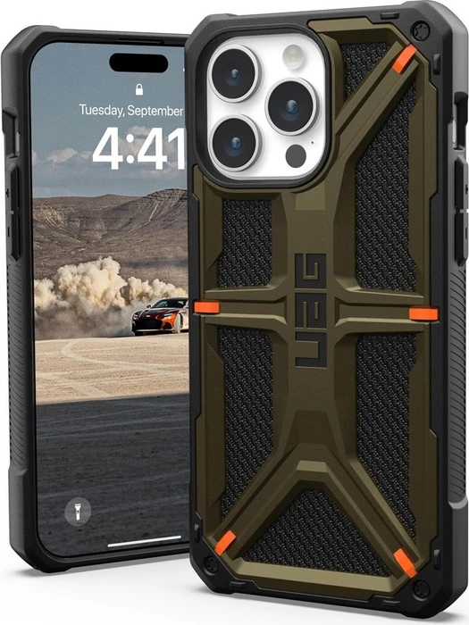 UAG Monarch Pro Kevlar Case für Apple iPhone 15 Pro Max Kevlar Elemental Green