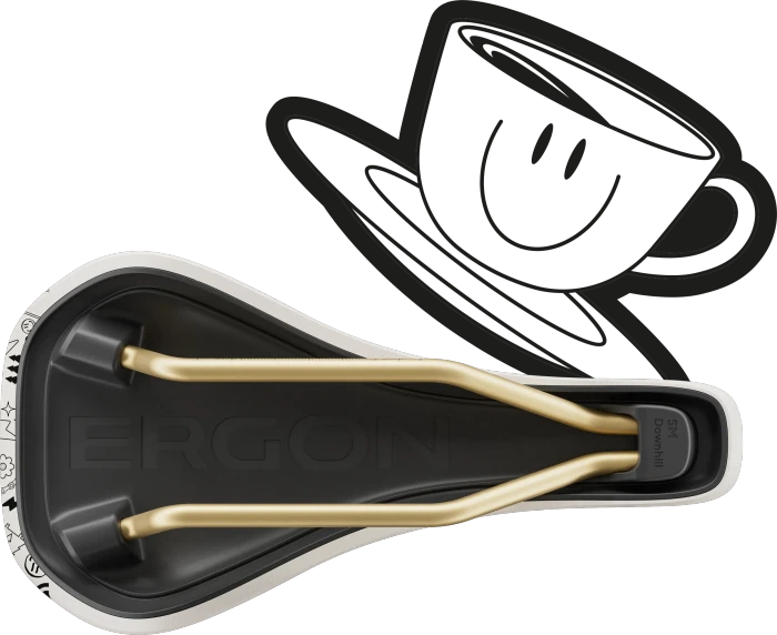 Ergon SM Downhill Comp Vali Höll Edition 120mm Sattel weiß/gold