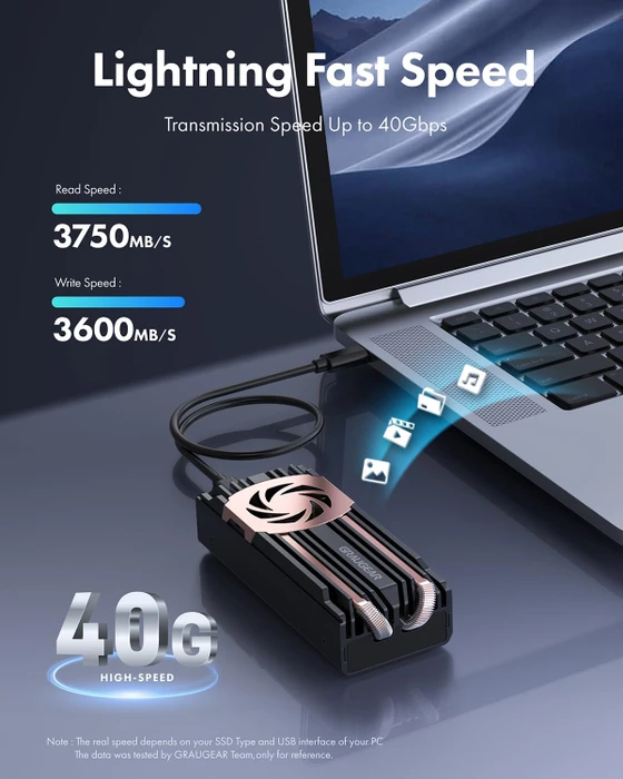 Graugear G-M2U4-40G-F USB4 SSD-Gehäuse für M.2 2280 NVMe SSD, USB4