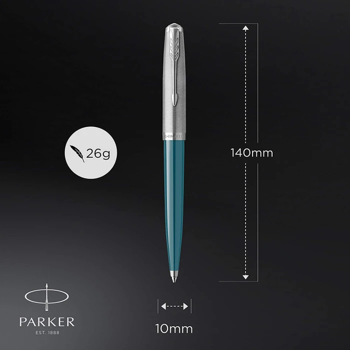 Parker 51 Kugelschreiber teal blue resin/chrome trim, Geschenkbox