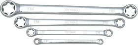 KS Tools CHROMEplus Torx E Doppelringschlüssel Schraubenschlüsselsatz inkl. Tasche, 4-tlg.