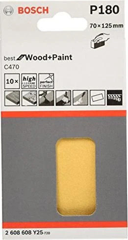 Bosch Professional C470 Best for Wood and Paint Schleifblatt K180, 70x125mm, 10 Stück