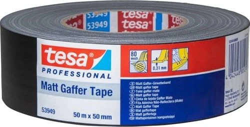 tesa Professional 53949 Gafferband matt schwarz, 50mm/50m, 1 Stück