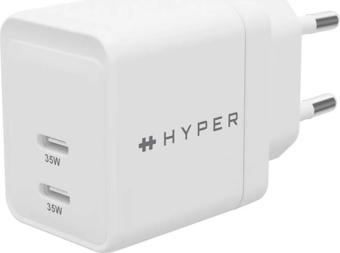 Hyper HyperJuice GaN Netzteil, USB-C, 2x USB-C, 35W, weiß