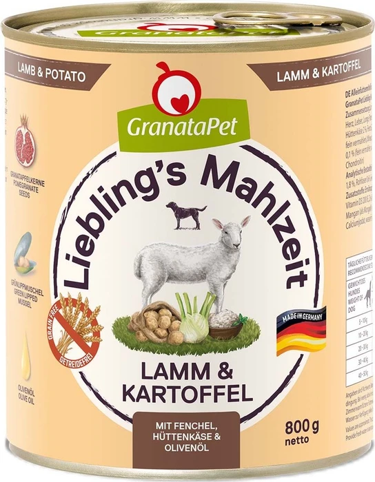 GranataPet Liebling's Mahlzeit Lamm & Kartoffel, 4.80kg (6x 800g)