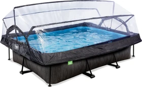 Exit Toys Black Wood Frame Pool mit Filterpumpe und Abdeckung rechteckig 300x200x65cm