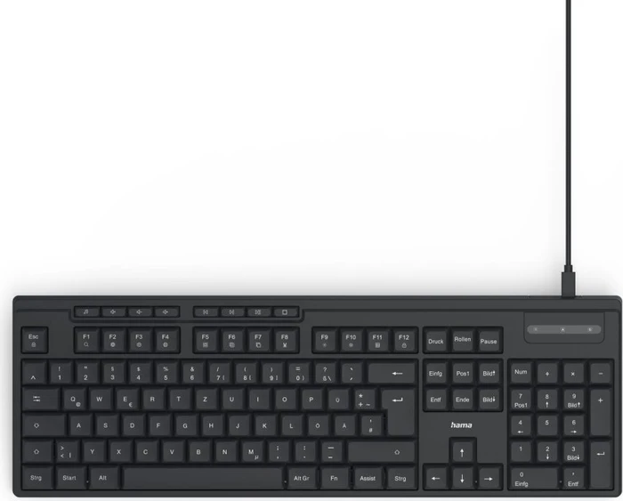 Hama CK-200 USB-Tastatur, schwarz, USB, DE