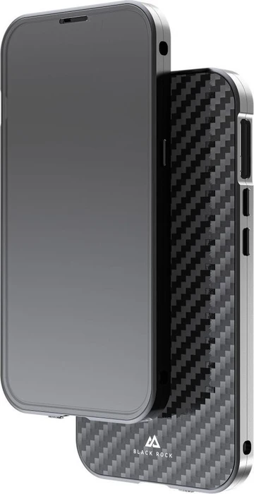 Black Rock 360° Glass Case für Apple iPhone 14 Carbon