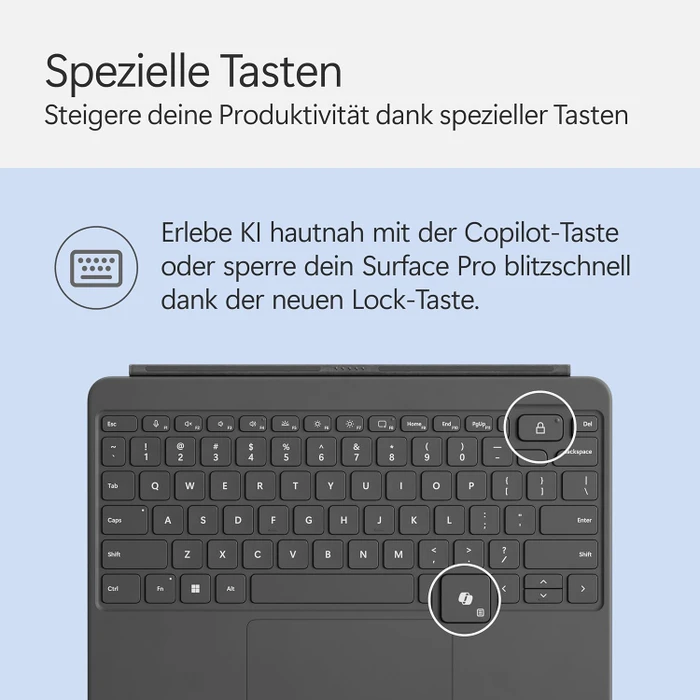 Microsoft Surface Pro 12" Keyboard Slim Pen 2 Bundle mit Copilot-Taste, Schiefer, DE