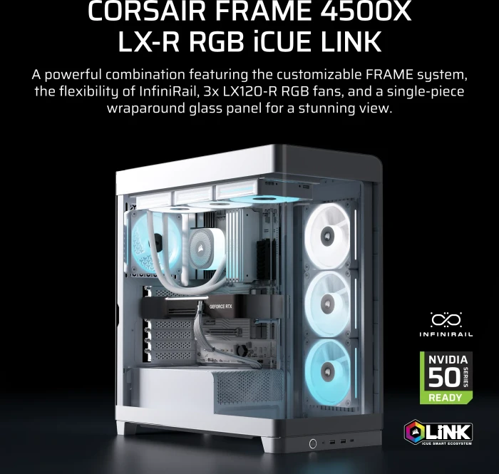 Corsair FRAME 4500X LX-R RGB, weiß, Glasfenster