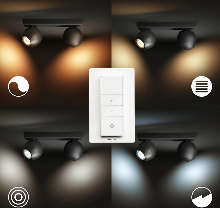Philips Hue White Ambiance Buckram 2-flammig schwarz