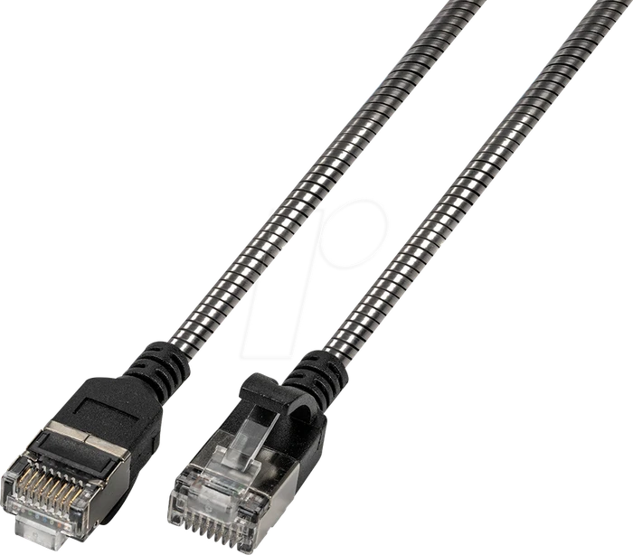 TTL-Network Stahlarmiertes Patchkabel, Cat6a, U/STP, RJ-45/RJ-45, 2m, grau