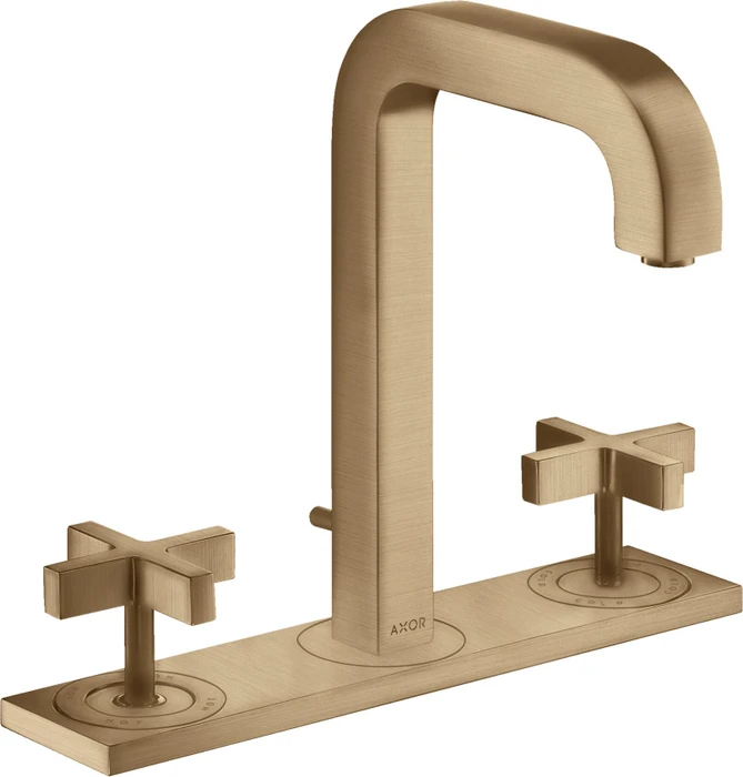 Hansgrohe Axor Citterio 3-Loch Waschbeckenarmatur mit Kreuzgriffen und Platte brushed bronze