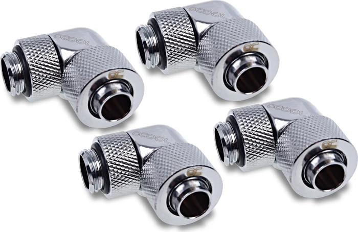 Alphacool Eiszapfen 90° Schlauchanschluss G1/4" auf 13/10mm, verchromt, 4er-Pack
