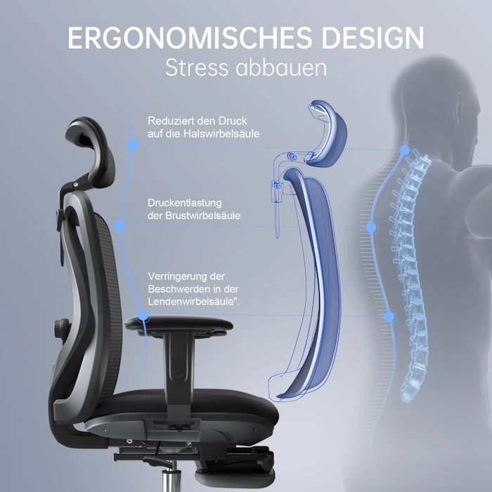 Sihoo M18 Classic Office Bürostuhl mit Fußstütze, schwarz
