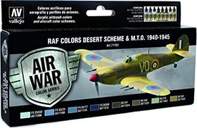 Vallejo Model Air Air War Color Series WWII RAF & FAA Desert Scheme & MTO 1940-1945 Farbset, 8-tlg.
