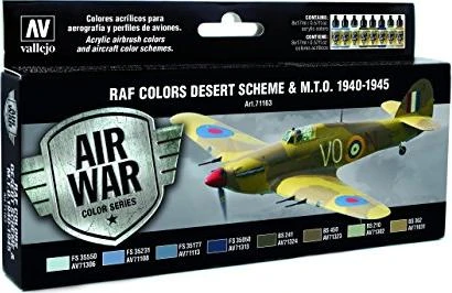 Vallejo Model Air Air War Color Series WWII RAF & FAA Desert Scheme & MTO 1940-1945 Farbset, 8-tlg.