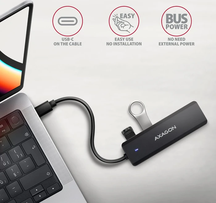 Axagon USB-Hub, 4x USB-A 3.0, USB-C 3.0 [Stecker]