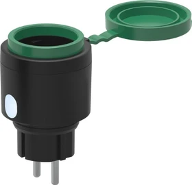 Offgridtec WiFi Outdoor Smarte Außensteckdose schwarz/grün, Funksteckdose (8-01-021625)