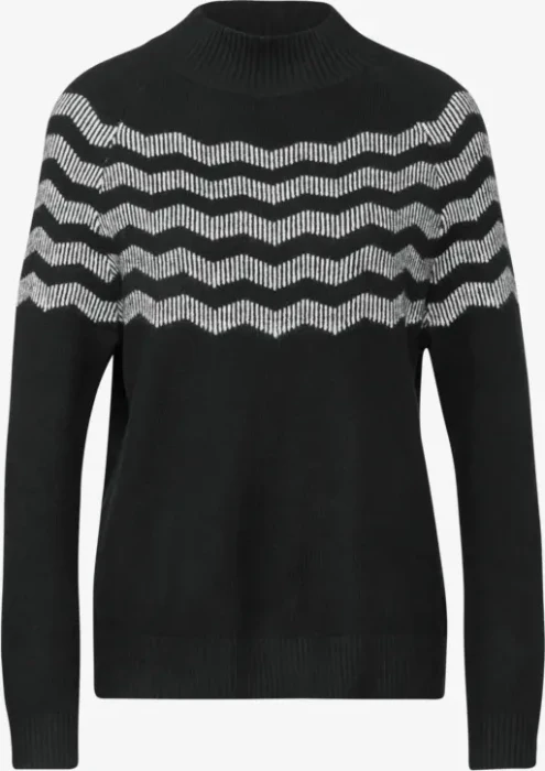 Street One Melange-Look Pullover schwarz (Damen)