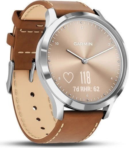 Garmin vivomove HR Premium Aktivitäts-Tracker edelstahl/braun