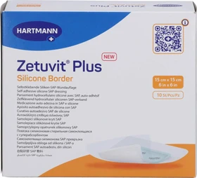 Hartmann Zetuvit Plus Silicone Border Saugkompressen steril, 15 x 15cm, 10 Stück