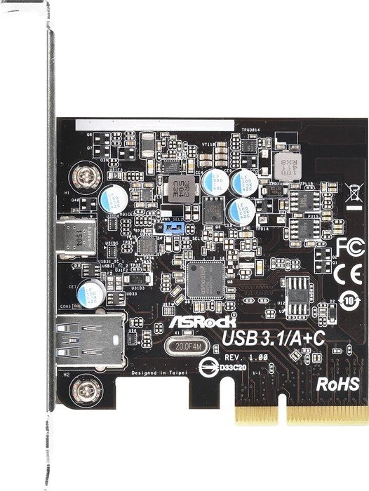 ASRock USB 3.1/A+C, 1x USB-C 3.1, 1x USB-A 3.1, PCIe 2.0 x4