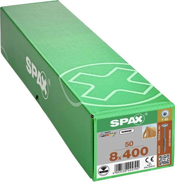 Spax WIROX A9J 4CUT T-STAR plus T40 Holzbauschraube, 8x400mm, 50 Stück