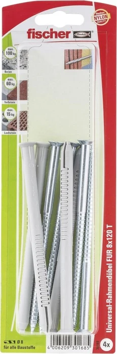 fischer SXRL 8x120 T K (4) Schrauben/Dübel-Sortiment, 4 Stück