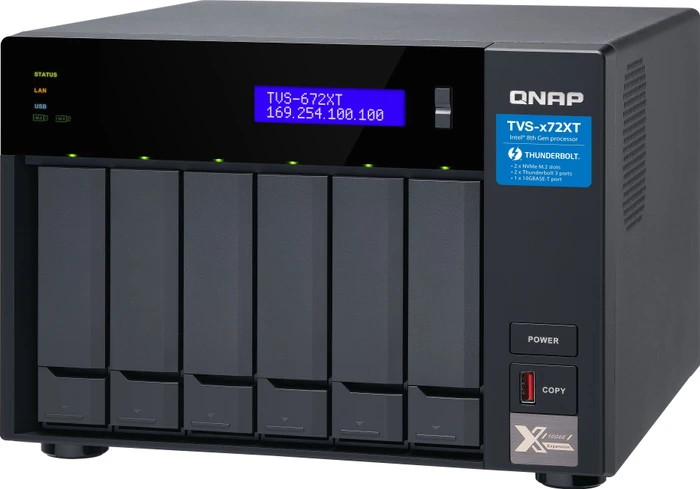 QNAP QuTS hero TVS-672XT-i3-8G, 8GB RAM, 1x RJ-45 10GBase-T, 2x RJ-45 1000Base-T