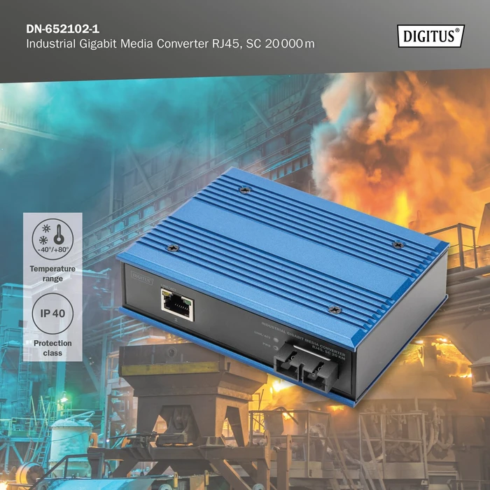 Digitus Industrial, RJ-45, SC-Duplex SM 20km
