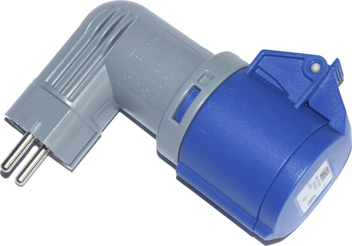 PCE Messadapter Schutzkontaktstecker abgewinkelt auf 16A 3p 6h IP44