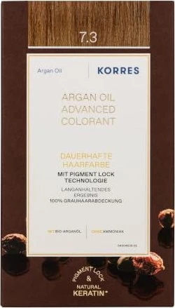 Korres Argan Oil Permanent Hair Colorant Haarfarbe 7.3 honigblond gold