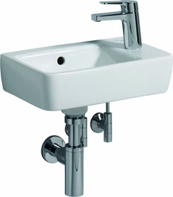 Geberit Renova Compact Handwaschbecken verkürzte Ausladung 40cm, Hahnloch rechts, mit Überlauf, weiß/KeraTect