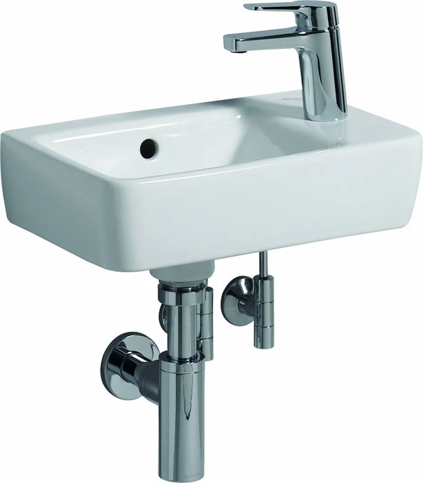 Geberit Renova Compact Handwaschbecken verkürzte Ausladung 40cm, Hahnloch rechts, mit Überlauf, weiß/KeraTect
