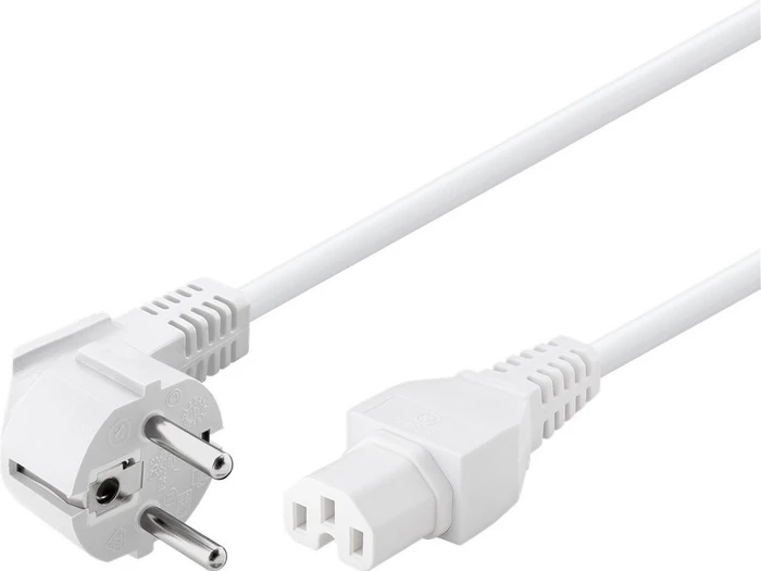 Wentronic Goobay Warmgeräte Netzkabel, Schutzkontakt auf Warmgerätestecker C15, weiß, 2m