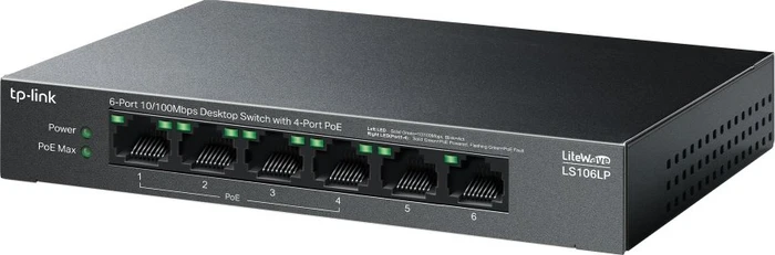 TP-Link LS100 LiteWave Desktop Switch, 6x RJ-45, 41W PoE