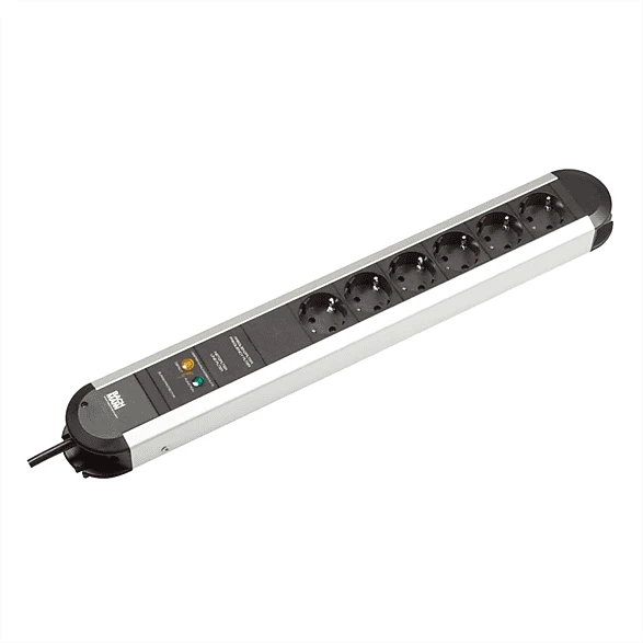Bachmann Primo, 6-fach, Überspannungsschutz, Netzfilter, 1.7m, schwarz/silber
