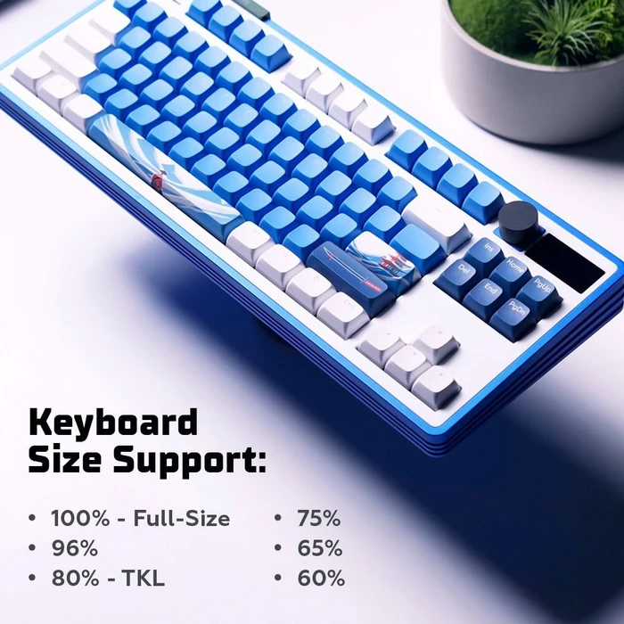 Dark Project GeekBoy Multilingual Keycaps, Kunststoff (PBT) Double-Shot, CSA-Profil, blau/weiß, 177 Tasten, ANSI & ISO