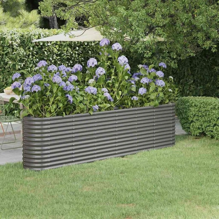 vidaXL Stahl Hochbeet oval 260x40cm grau