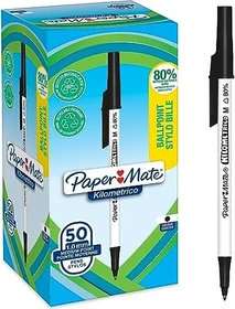 Paper Mate Kilometrico Kugelschreiber (Mine) schwarz/weiß, 50er-Pack