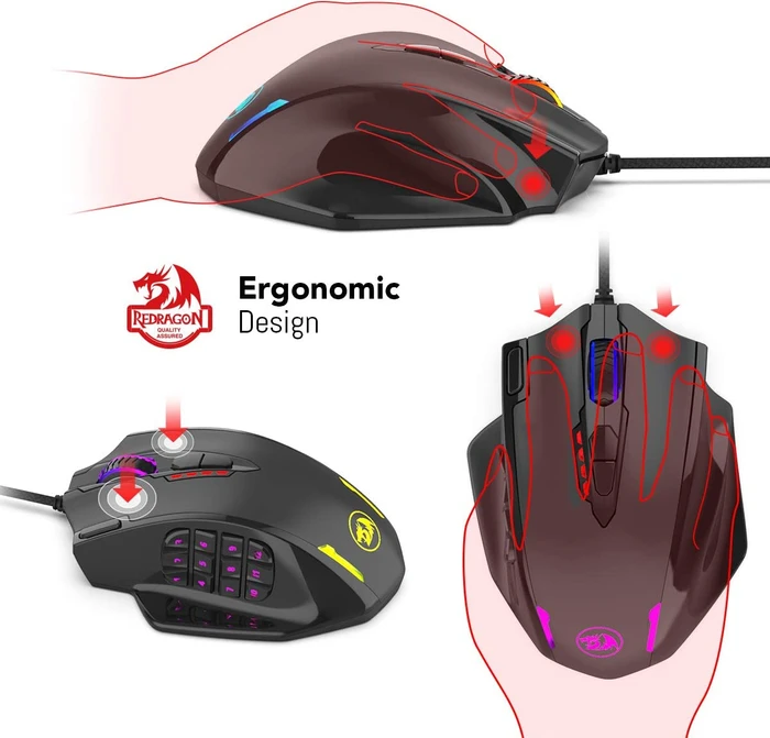 Redragon M908 Impact RGB MMO schwarz, USB