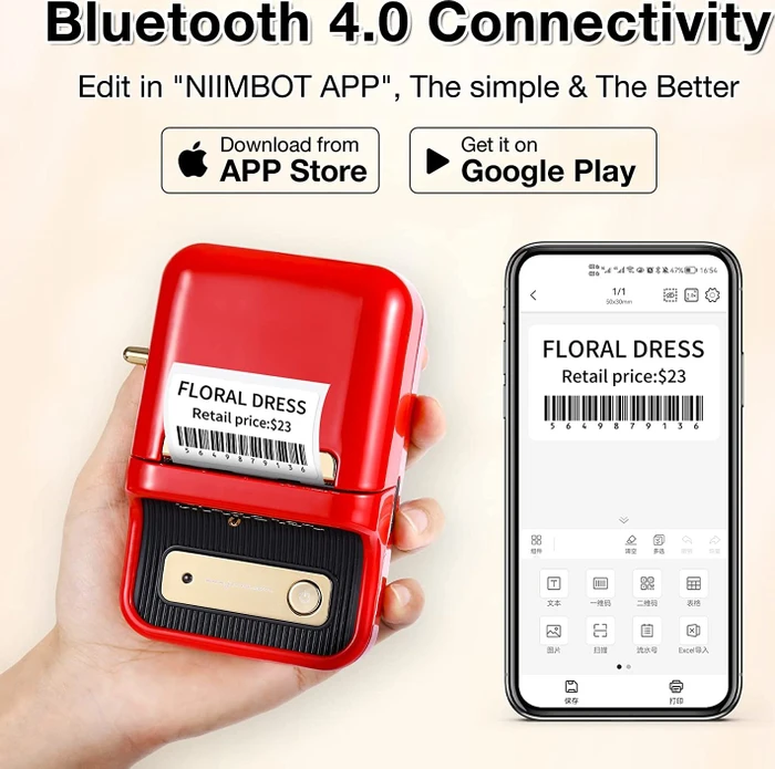 Niimbot B21 Wireless Label Printer, rot