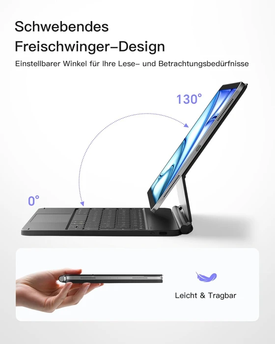 Inateck Magnetische Tastaturhülle für iPad Air 6 11"/iPad Air 5/iPad Pro 11", schwarz, DE