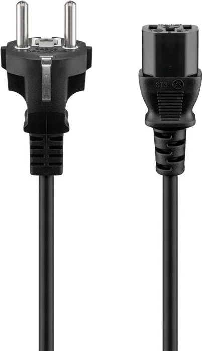 Wentronic Goobay Kaltgeräte Netzkabel, Schutzkontakt auf Kaltgerätestecker C13, schwarz, 1.5m