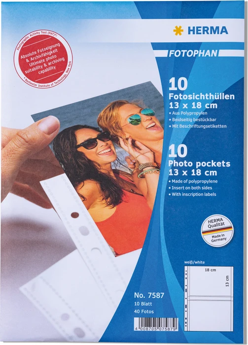 Herma Fotosichthüllen weiß, 130x180mm, quer, 10 Stück