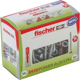 fischer DuoPower 6x30 S PH Schrauben/Dübel-Sortiment,   50 Stück